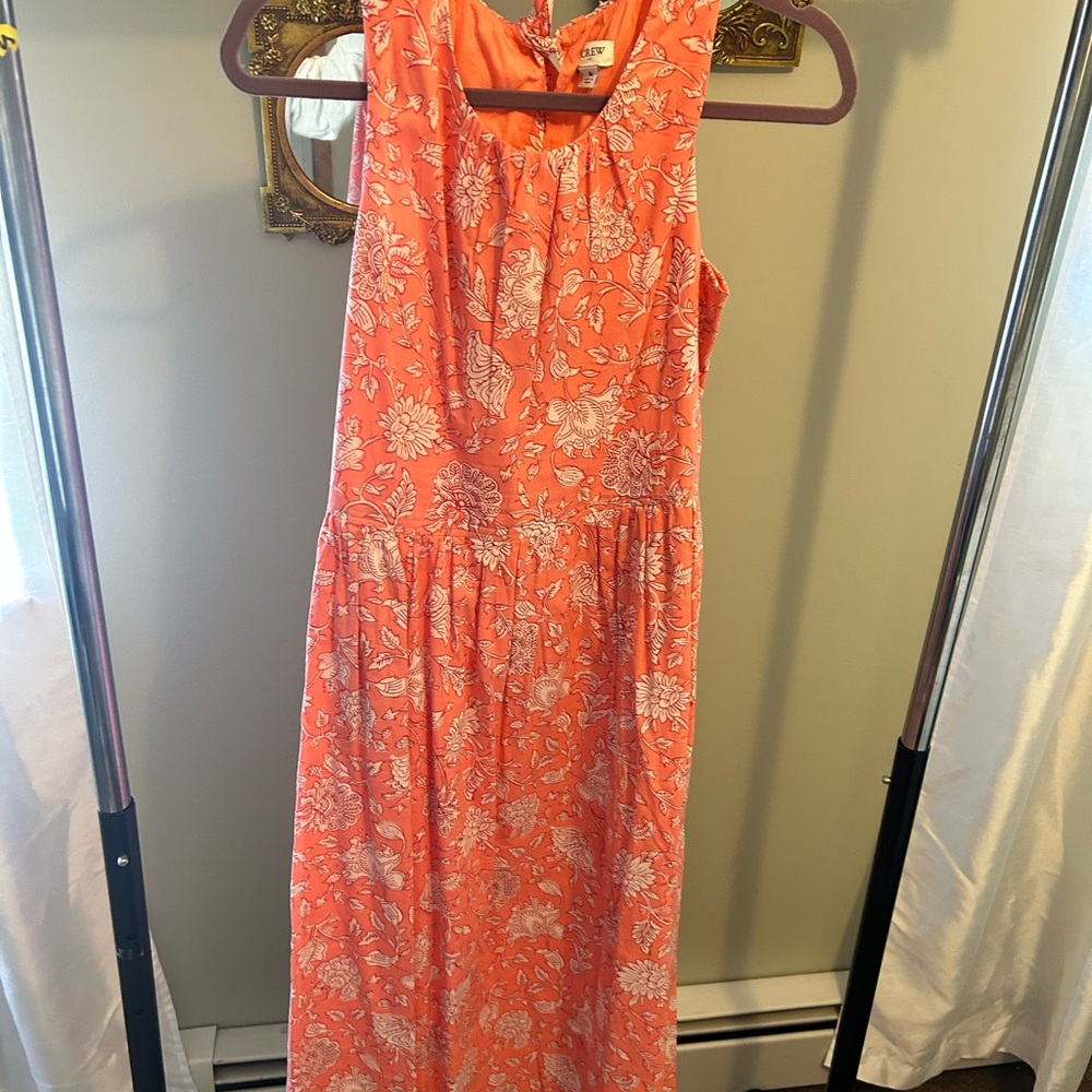 Floral Sleeveless Dress in Coral and White